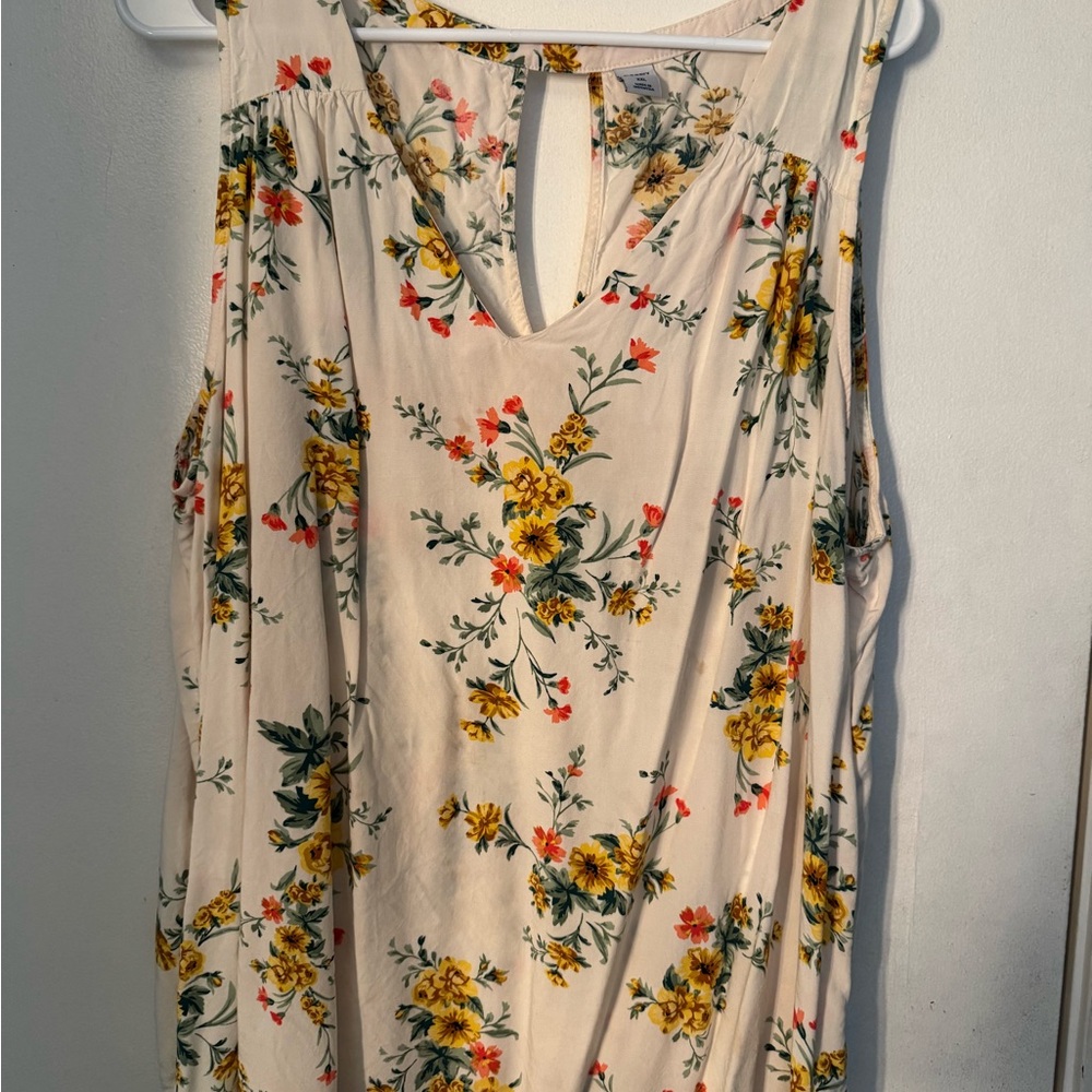 Floral Sleeveless Top - Cream